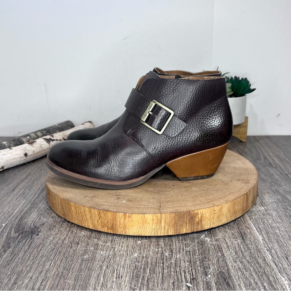 *Korks by Kork Ease Brown Leather Monk Strap Ankle Booties Q19923 CBHH14 Size 8